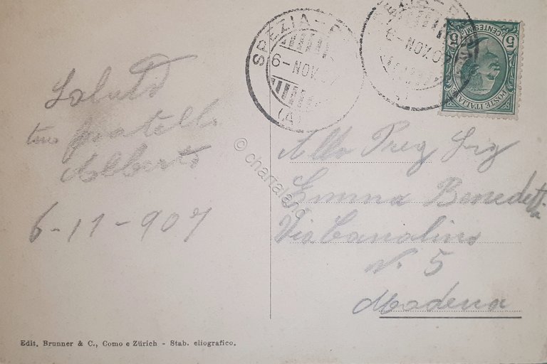 Cartolina - Spezia - Giardini Pubblici - 1907