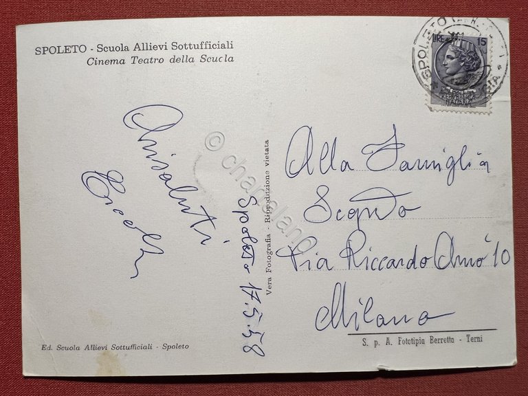 Cartolina - Spoleto - Scuola Allievi Sottuff. - Cinema Teatro …