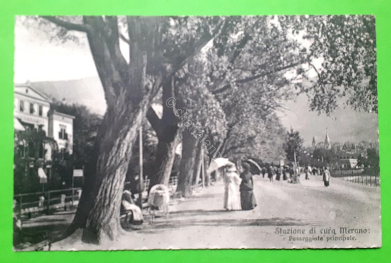 Cartolina - Stazione di cura Merano - Passeggiata principale - …
