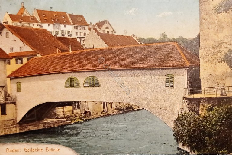Cartolina - Svizzera - Baden - Gedeckte Brucke - 1912