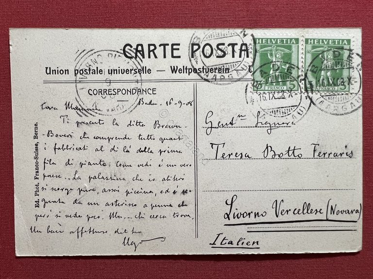 Cartolina - Svizzera - Baden - Industrie Viertel - 1908 | Immagine Gallery 4