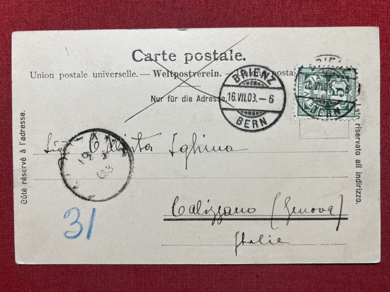 Cartolina - Svizzera - Brienz - 1903
