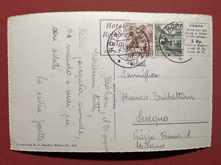 Cartolina - Svizzera - Brienzer - Rothorn mit Brienzersee - …