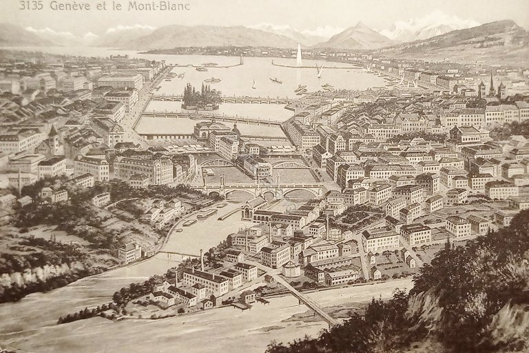 Cartolina - Svizzera - Geneve et le Mont Blanc - …