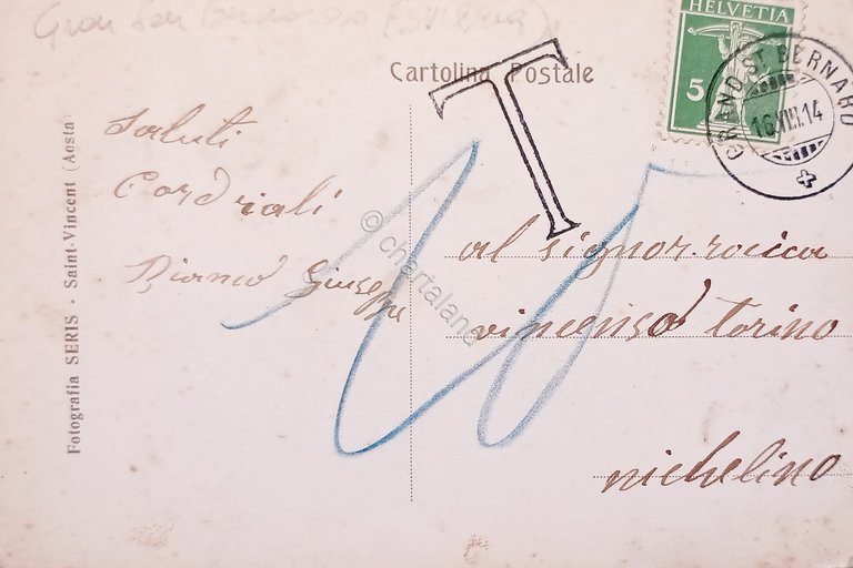 Cartolina - Svizzera - Grou den Bernardo - 1914