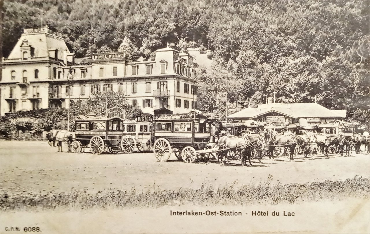 Cartolina - Svizzera - Interlaken-Ost-Station - Hotel du Lac - …