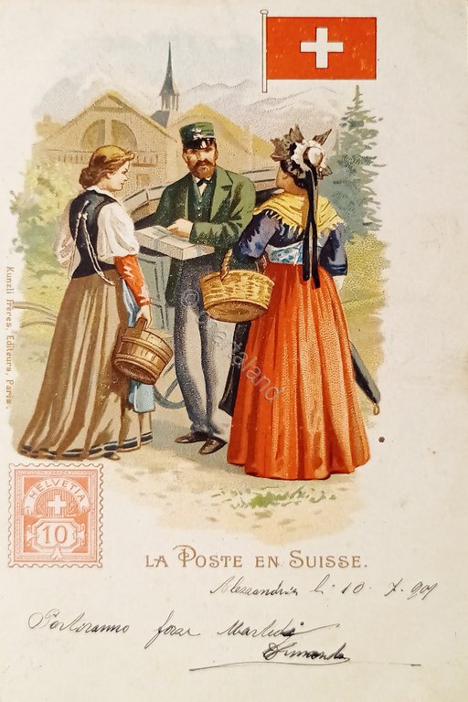 Cartolina - Svizzera - La Poste en Suisse - 1901