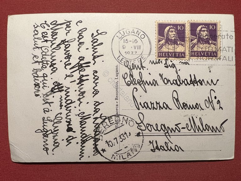 Cartolina - Svizzera - Lugano - Paradiso - 1933