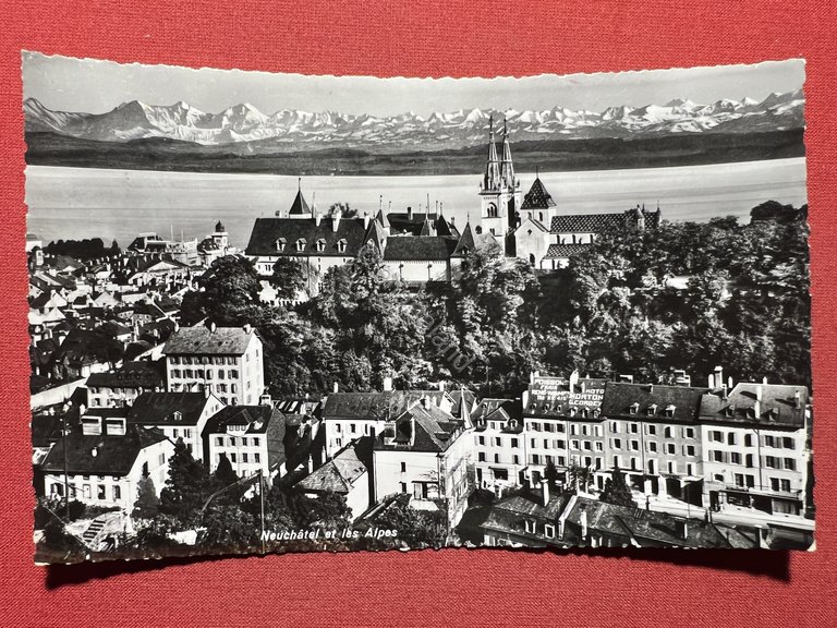 Cartolina - Svizzera - Neuchatel et les Alpes - 1953