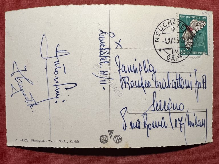 Cartolina - Svizzera - Neuchatel et les Alpes - 1953