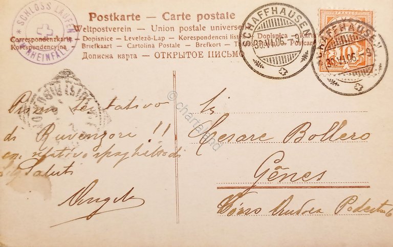 Cartolina - Svizzera - Rheinfall - 1906