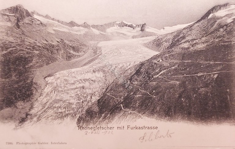 Cartolina - Svizzera - Rhonegletscher mit Furkastrasse - 1902