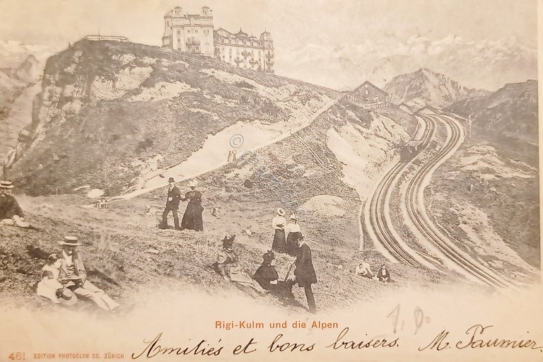 Cartolina - Svizzera - Rigi-Kulm und die Alpen - 1902