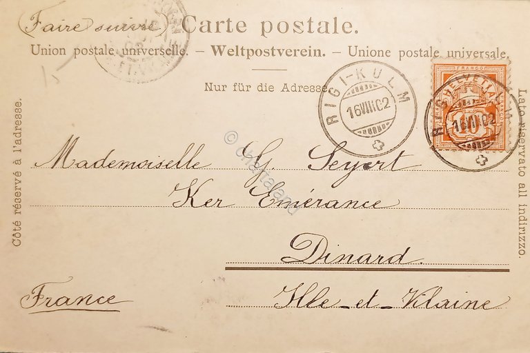 Cartolina - Svizzera - Rigi-Kulm und die Alpen - 1902