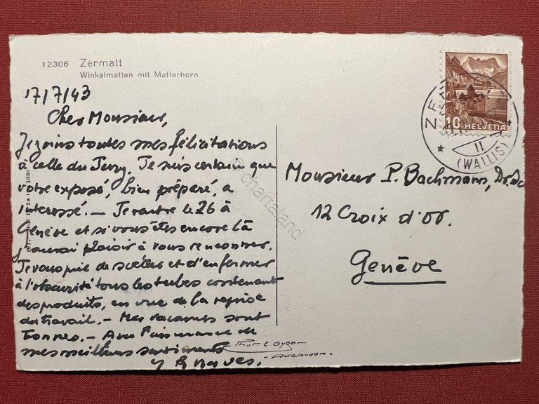 Cartolina - Svizzera - Zermatt - Winkelmatten mit Matterhorn - …