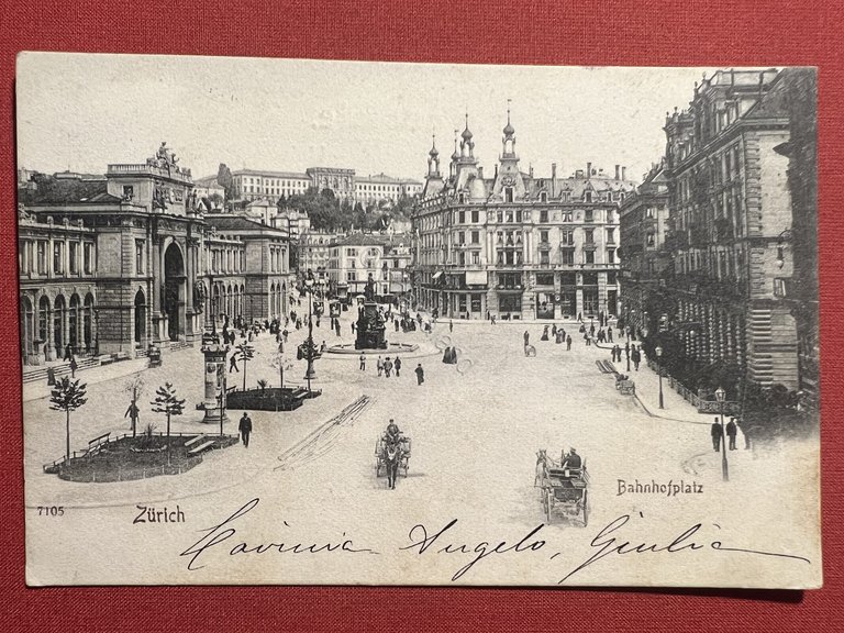 Cartolina - Svizzera - Zurich - Bahnhofplatz - 1903