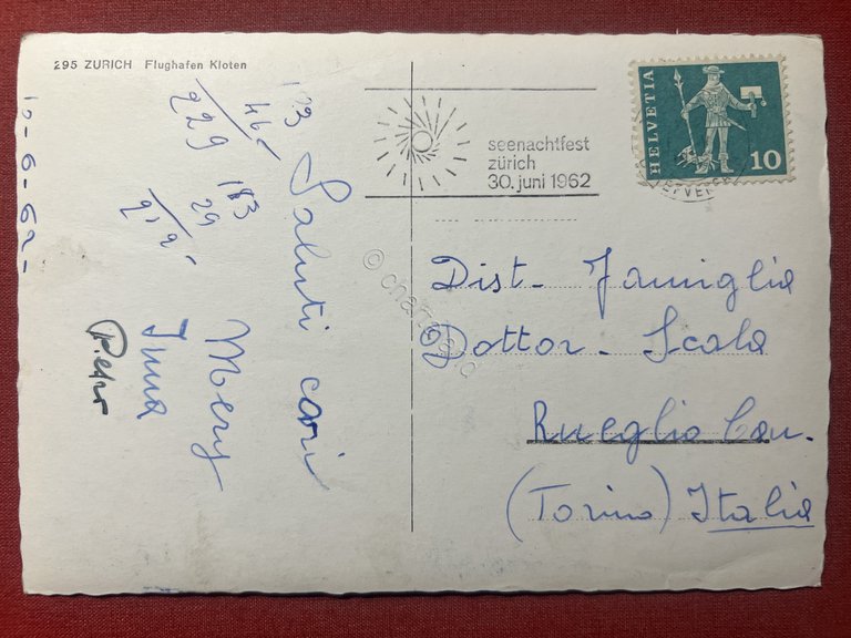 Cartolina - Svizzera - Zürich - Flughafen Kloten - 1962