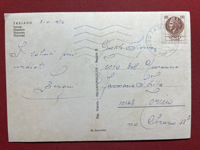Cartolina - Tabiano ( Parma ) - Terme - 1976