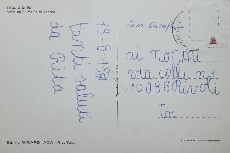 Cartolina - Taglio di Po - Ponte sul Fiume Po …