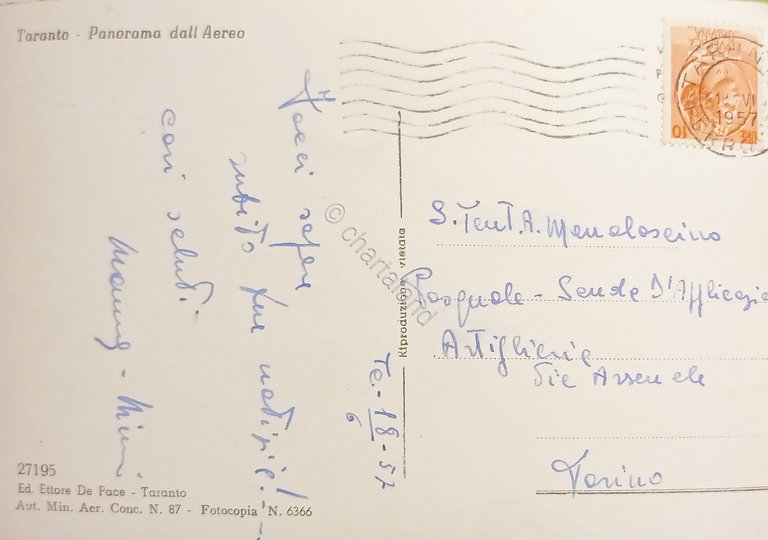 Cartolina - Taranto - Panorama dall'Aereo - 1957
