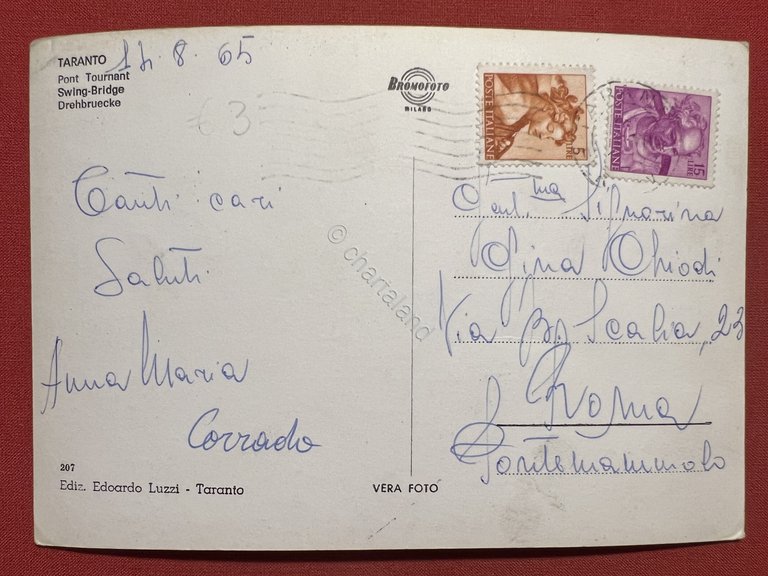 Cartolina - Taranto - Ponte girevole - 1965