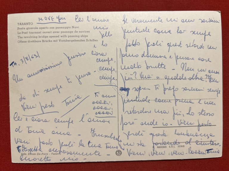 Cartolina - Taranto - Ponte girevole aperto con passaggio Navi …