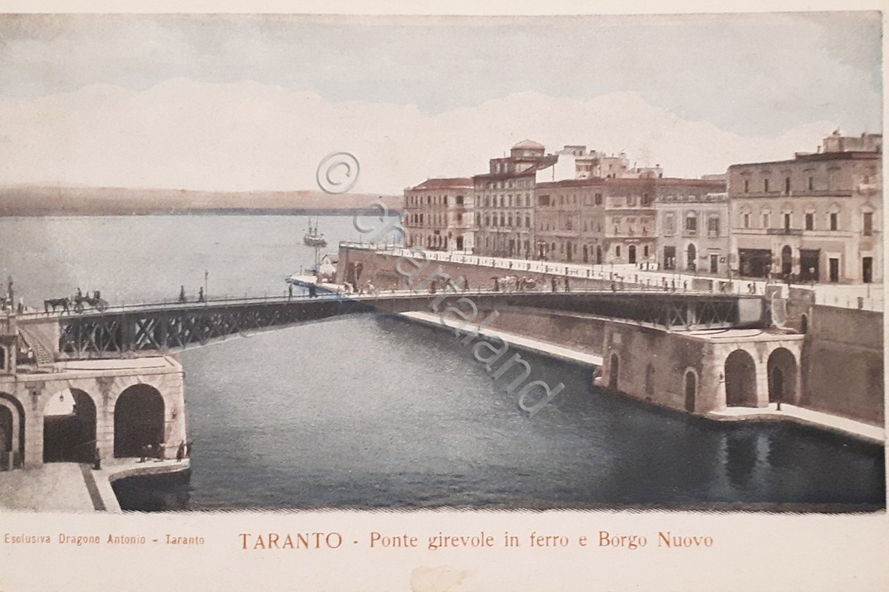 Cartolina - Taranto - Ponte girevole in ferro e Borgo …