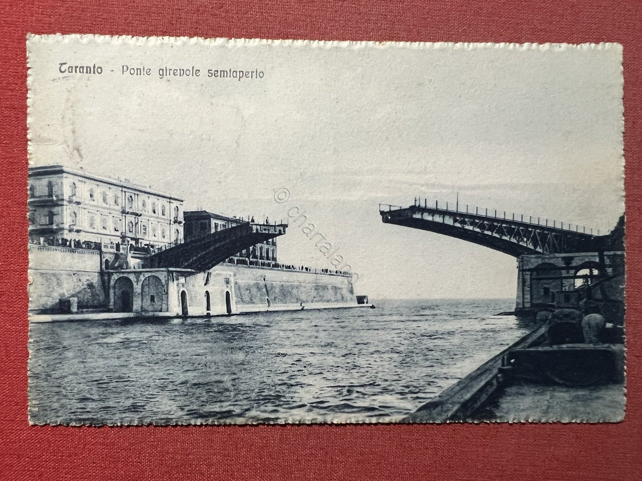 Cartolina - Taranto - Ponte girevole semiaperto - 1926
