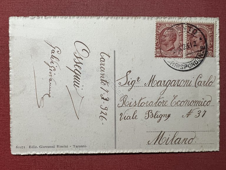 Cartolina - Taranto - Ponte girevole semiaperto - 1926