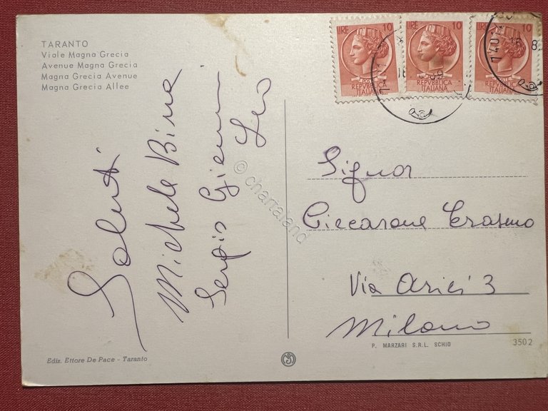 Cartolina - Taranto - Viale Magna Grecia - 1969