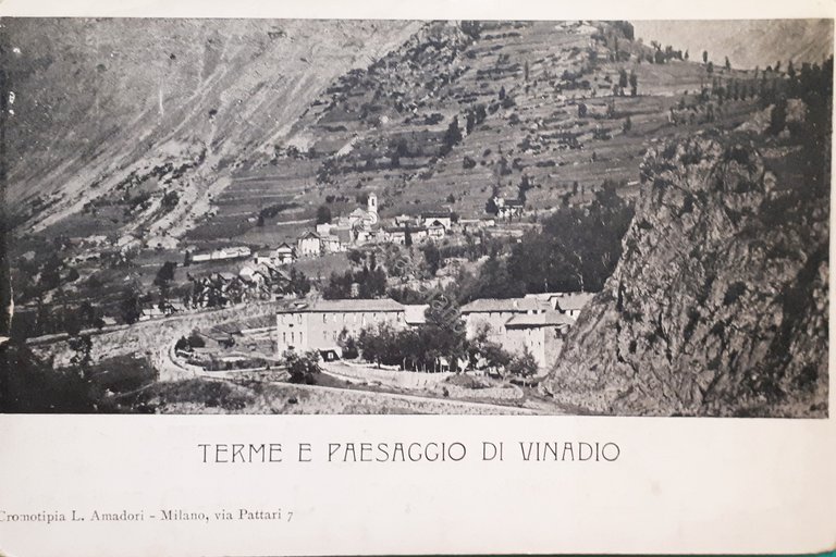 Cartolina - Terme e Paesaggio di Vinadio - 1900 ca.