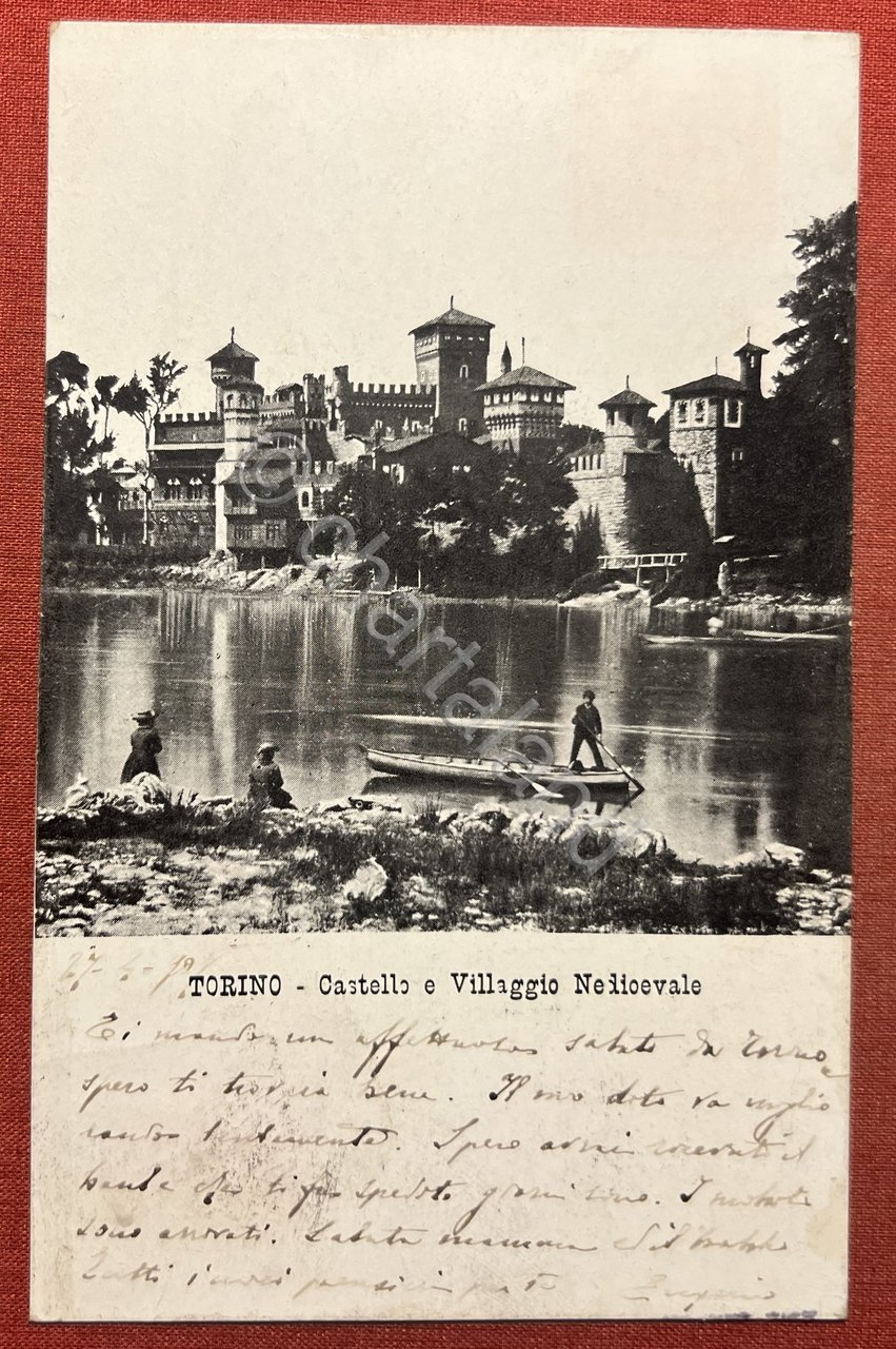 Cartolina - Torino - Castello e Villaggio Medievale - 1907