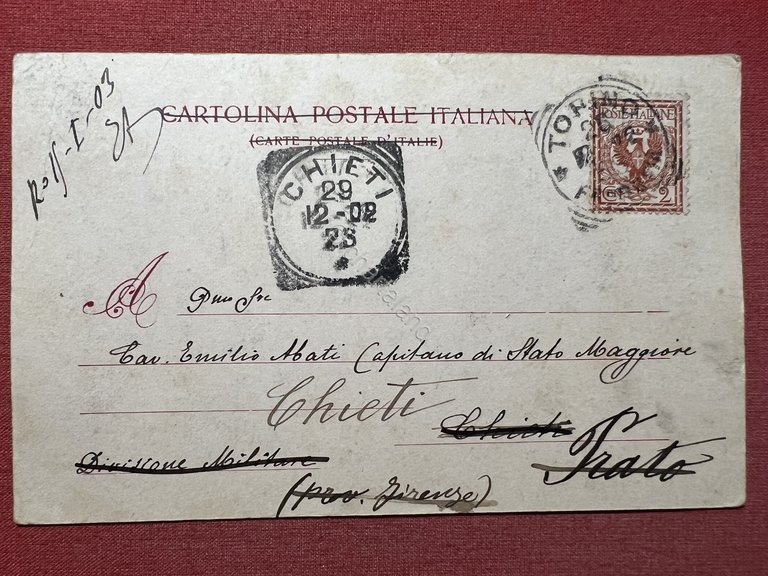 Cartolina - Torino - Facciata della Caserma Cernaia - 1903