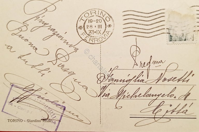 Cartolina - Torino - Giardino Reale - 1931