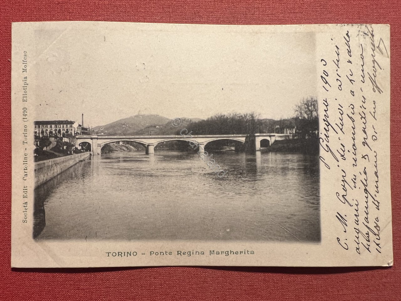 Cartolina - Torino - Ponte Regina Margherita - 1900