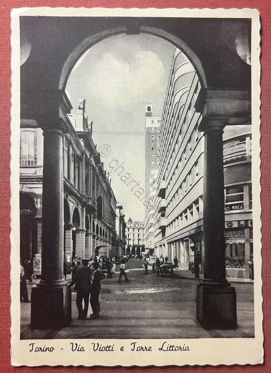 Cartolina - Torino - Via Viotti e Torre Littoria - …