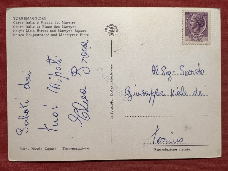 Cartolina - Torremaggiore (Foggia) - Corso Italia e Piazza dei …
