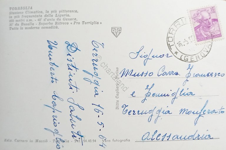 Cartolina - Torriglia - Panorama dal Castello - 1964