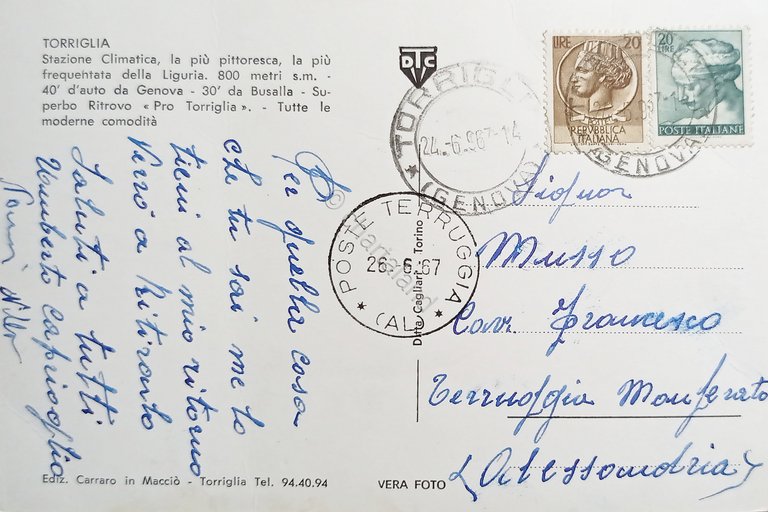 Cartolina - Torriglia - Stazione Climatica - 1967