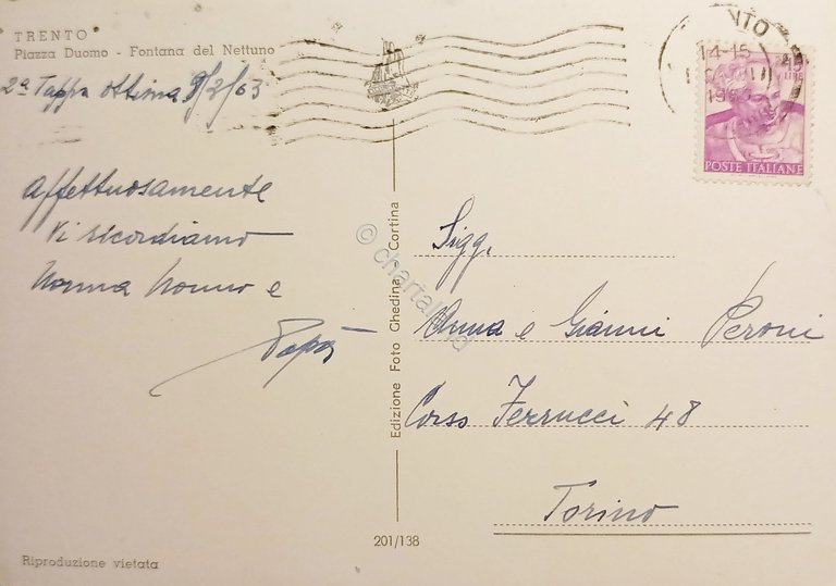 Cartolina - Trento - Piazza Duomo - Fontana del Nettuno …