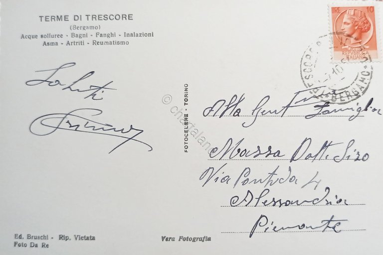 Cartolina - Trescore B. Albergo e Stabilimento Terme S. Pancrazio …