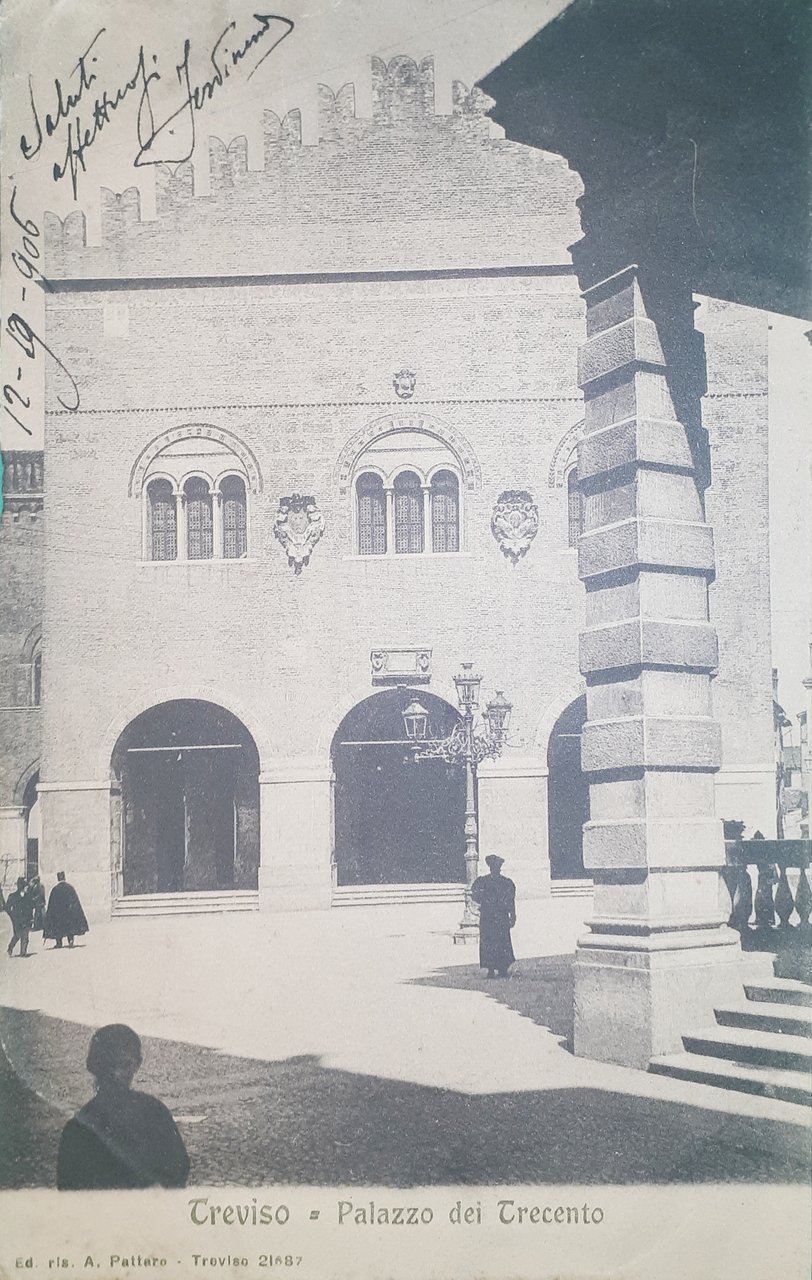 Cartolina - Treviso - Palazzo dei Trecento - 1906