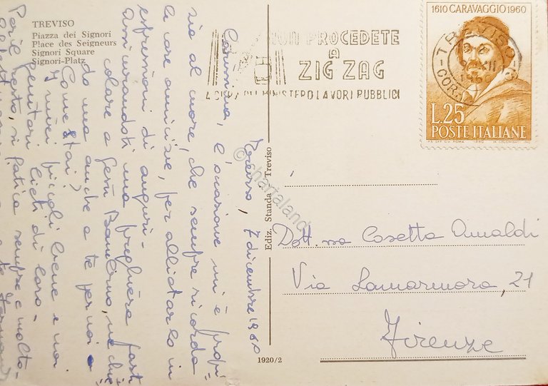 Cartolina - Treviso - Piazza dei Signori - 1960