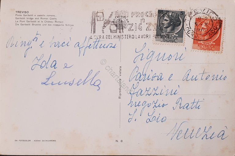 Cartolina - Treviso - Ponte Garibaldi e Castello Romano - …