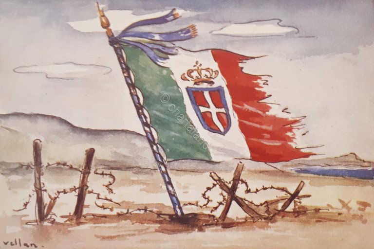 Cartolina - Tricolore con scudo sabbatico su trincea - Ill. …