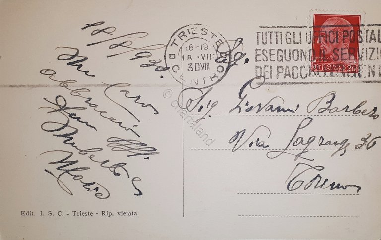 Cartolina - Trieste - Piazza della Borsa - 1930