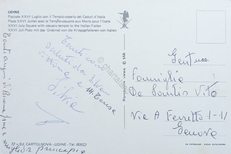 Cartolina - Udine - Piazzale XXVI Luglio con il Tempio …