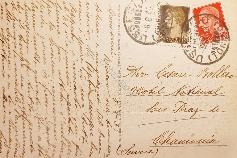 Cartolina - Usseglio - Albergo Ristorante d'Usseglio - 1935