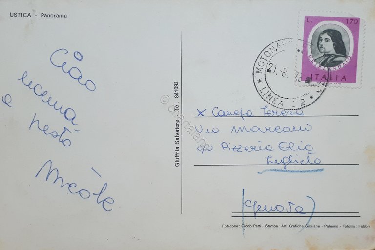 Cartolina - Ustica - Panorama - 1978