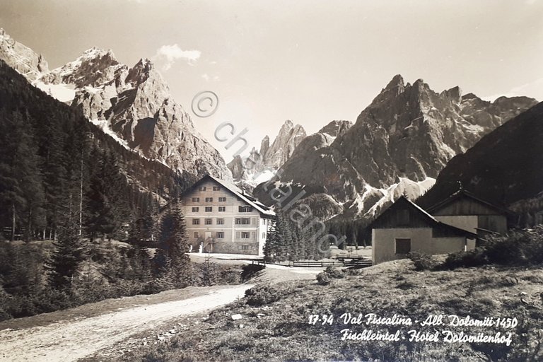 Cartolina - Val Fiscalina - Alb. Dolomiti - 1957